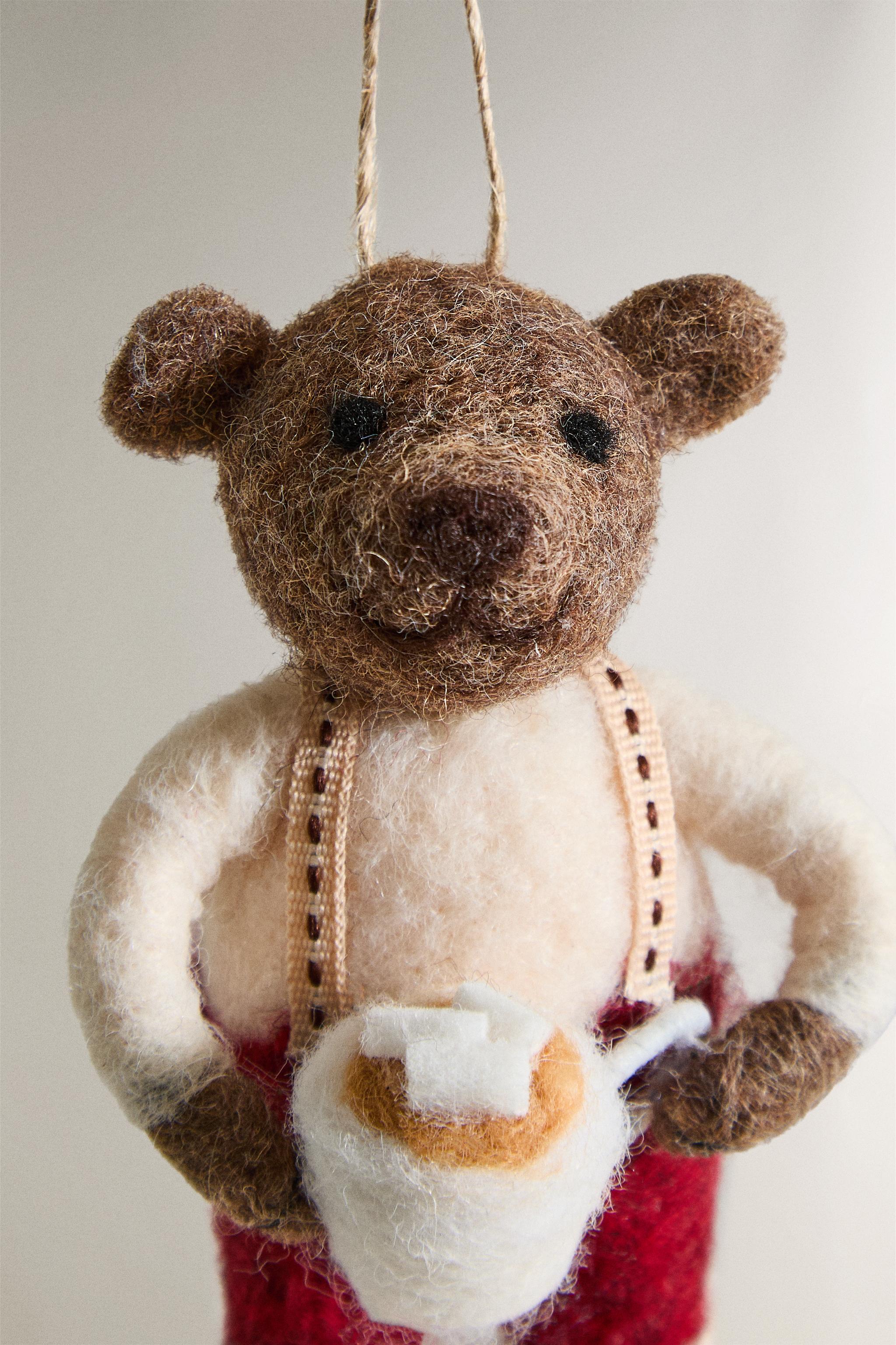 WOOL BEAR COFFEE CHRISTMAS TREE ORNAMENT